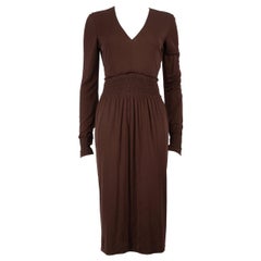 Gucci Brown Ruched Detail Midi Dress Size L