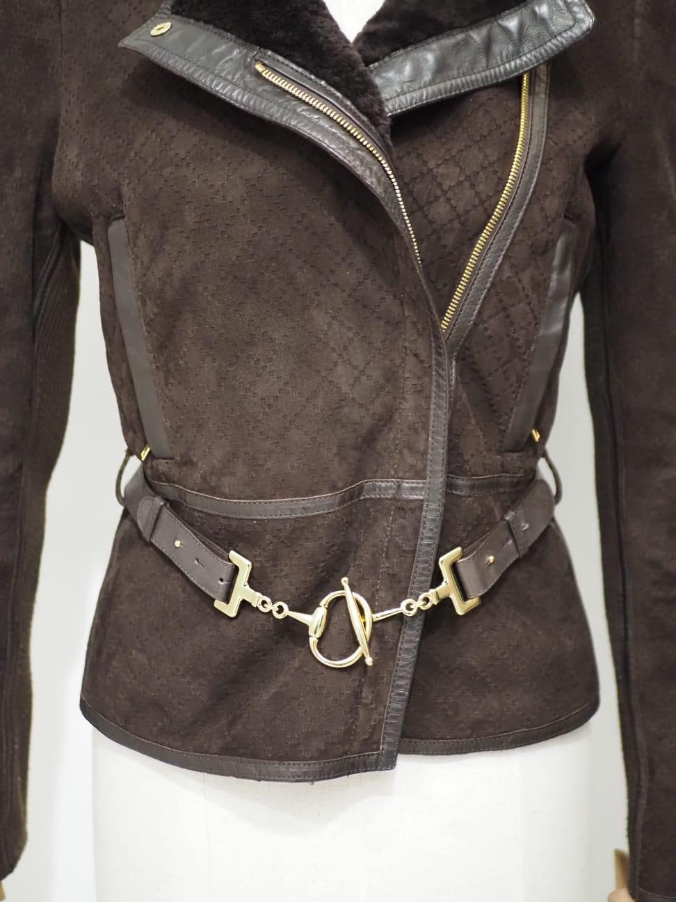 Gucci Brown shearling lamb fur jacket In Excellent Condition For Sale In Capri, IT
