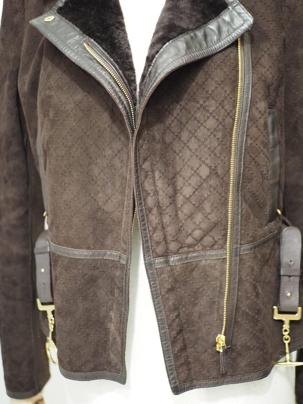 Gucci Brown shearling lamb fur jacket For Sale 2