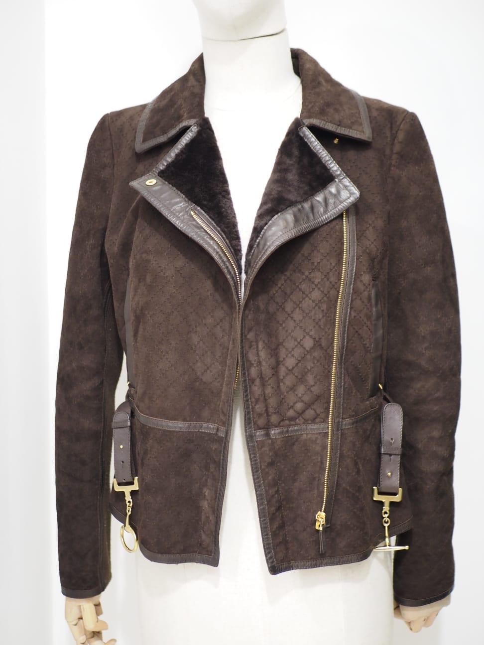 Gucci Brown shearling lamb fur jacket For Sale 5
