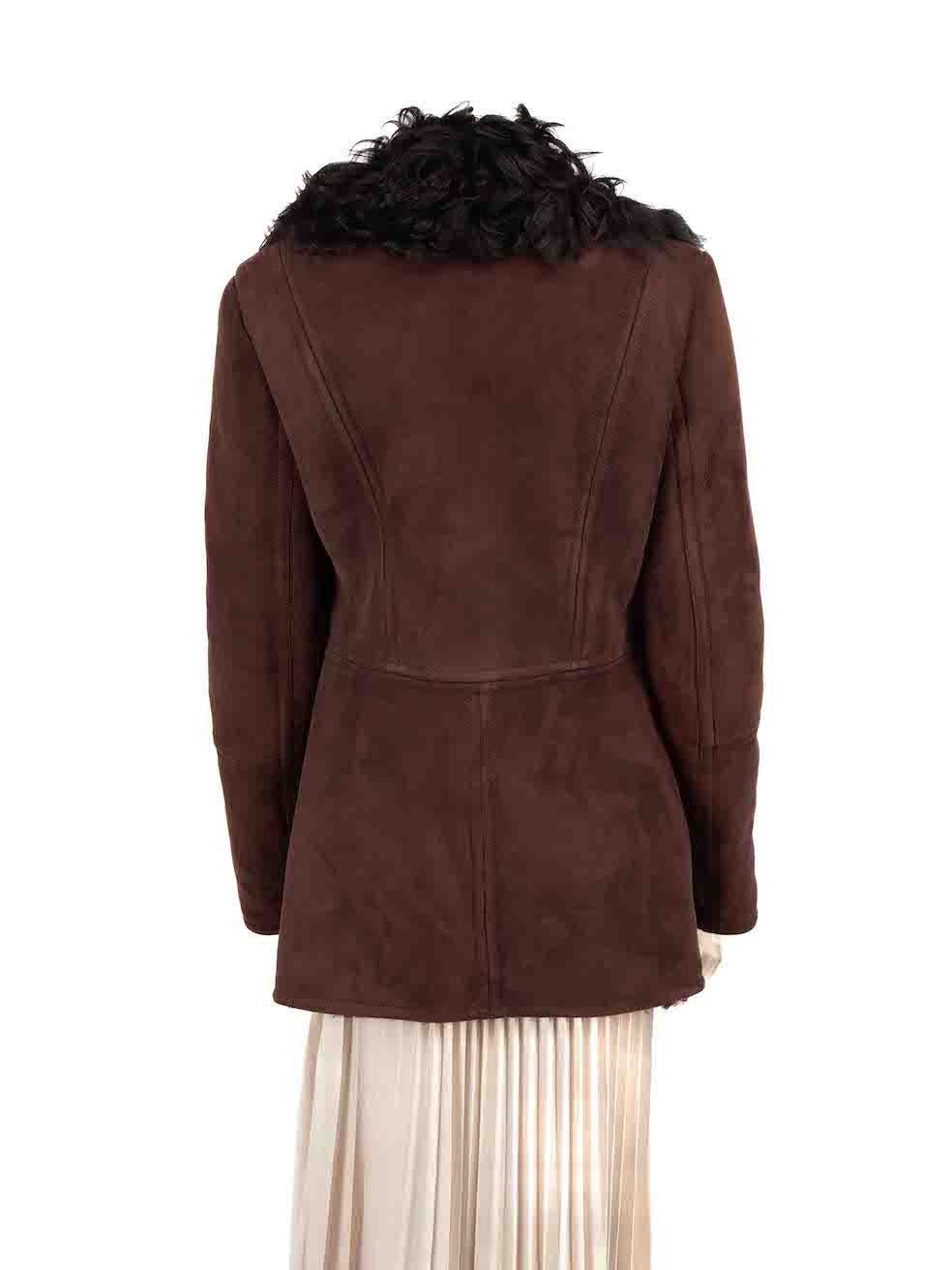 Gucci Brown Shearling Suede Oversized Jacket Size M In Good Condition In London, GB