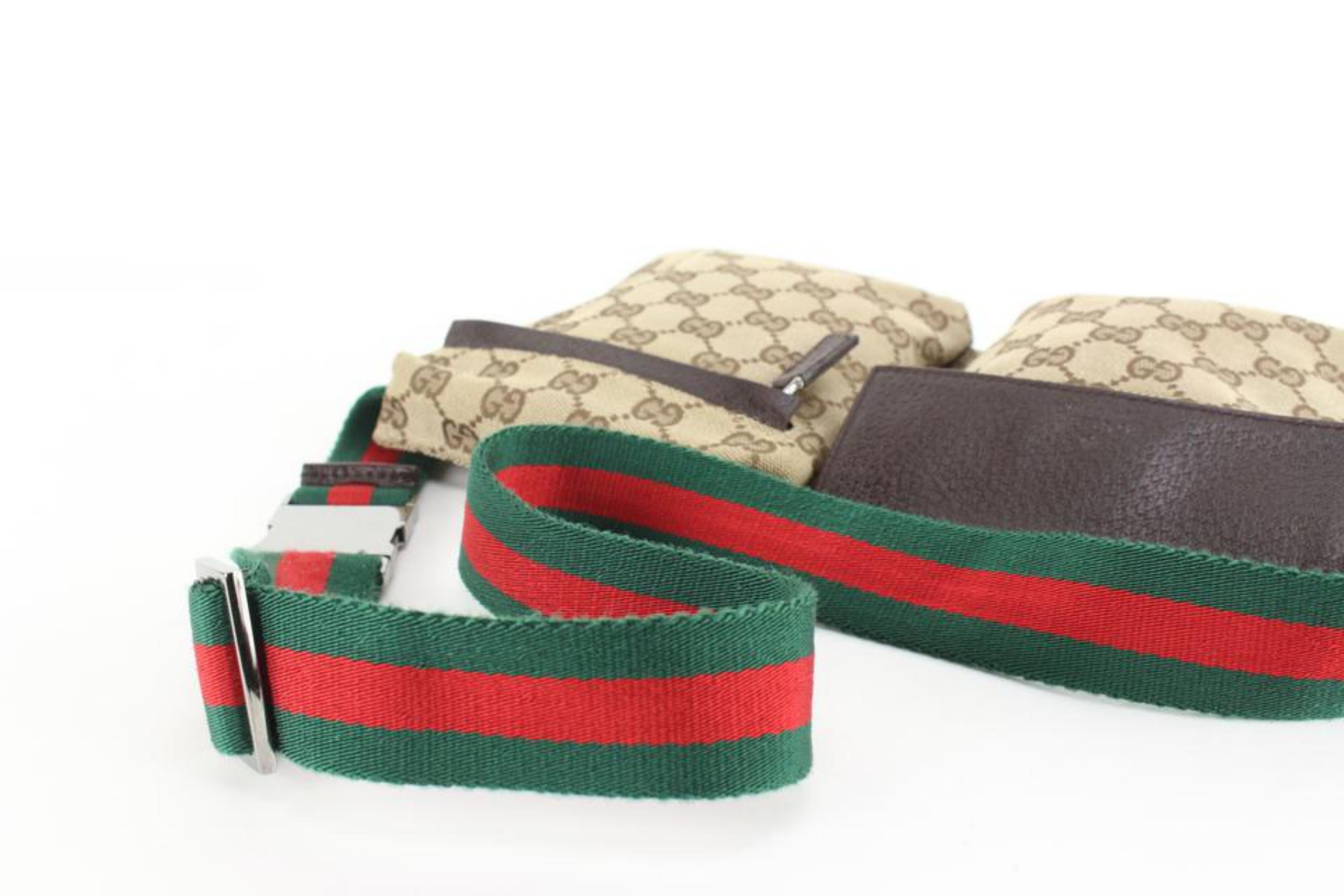 Gucci Brown Sherry Web Monogram GG Belt Bag Fanny Pack Waist Pouch 3g830s 4