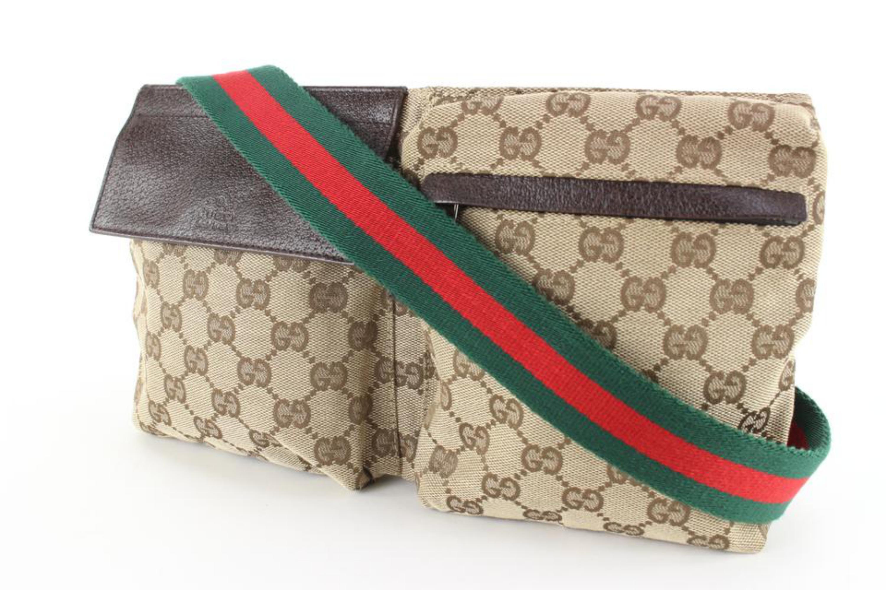 Gucci Brown Sherry Web Monogram GG Belt Bag Fanny Pack Waist Pouch 3g830s 7