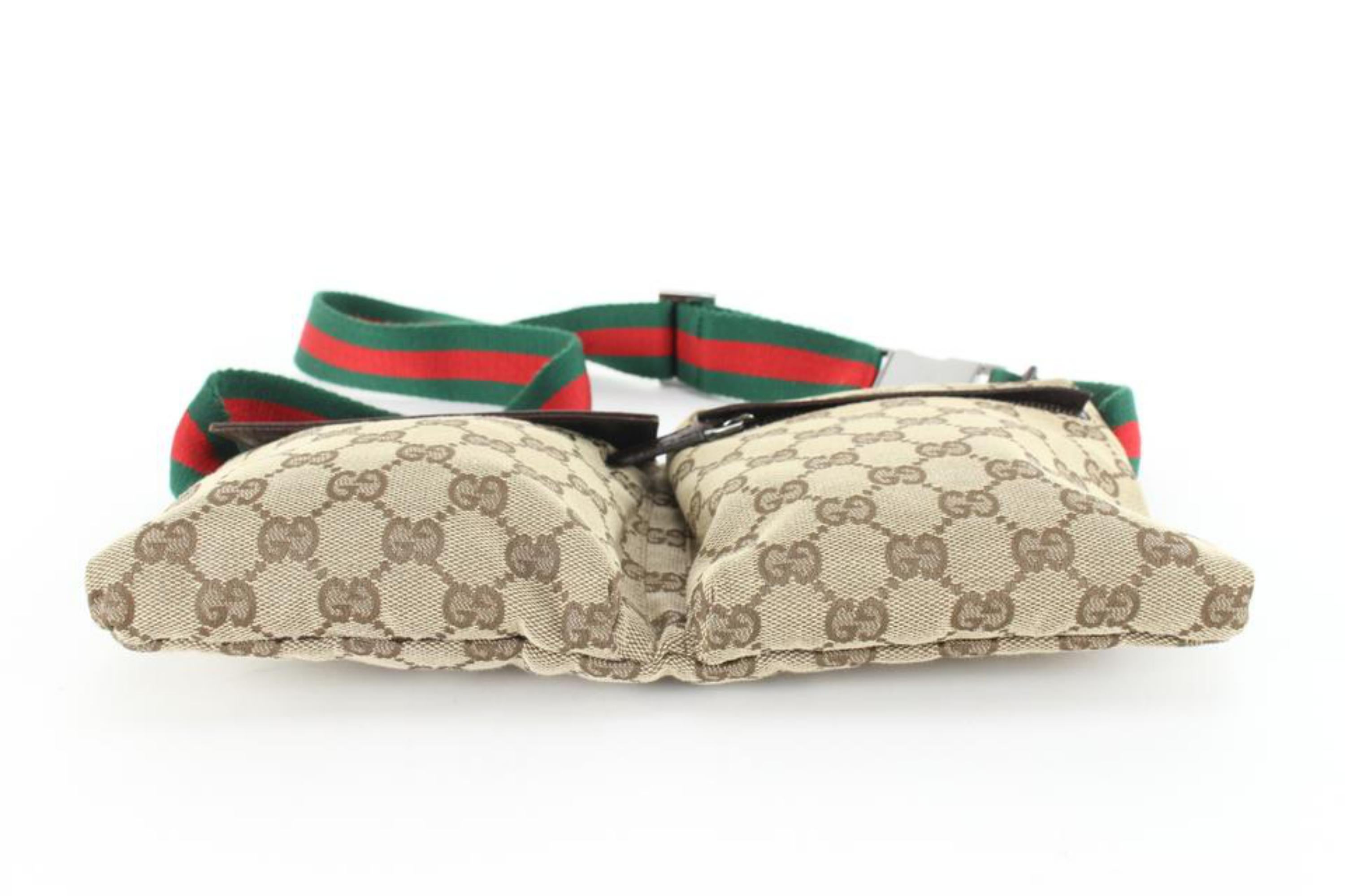 Gucci Brown Sherry Web Monogram GG Belt Bag Fanny Pack Waist Pouch 3g830s 3