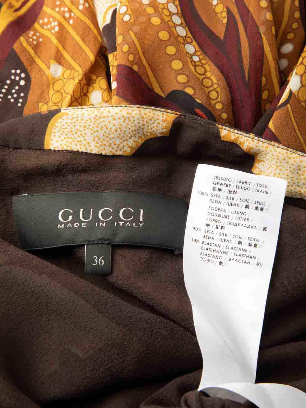Gucci Brown Silk Abstract Dress Size XXS For Sale 3