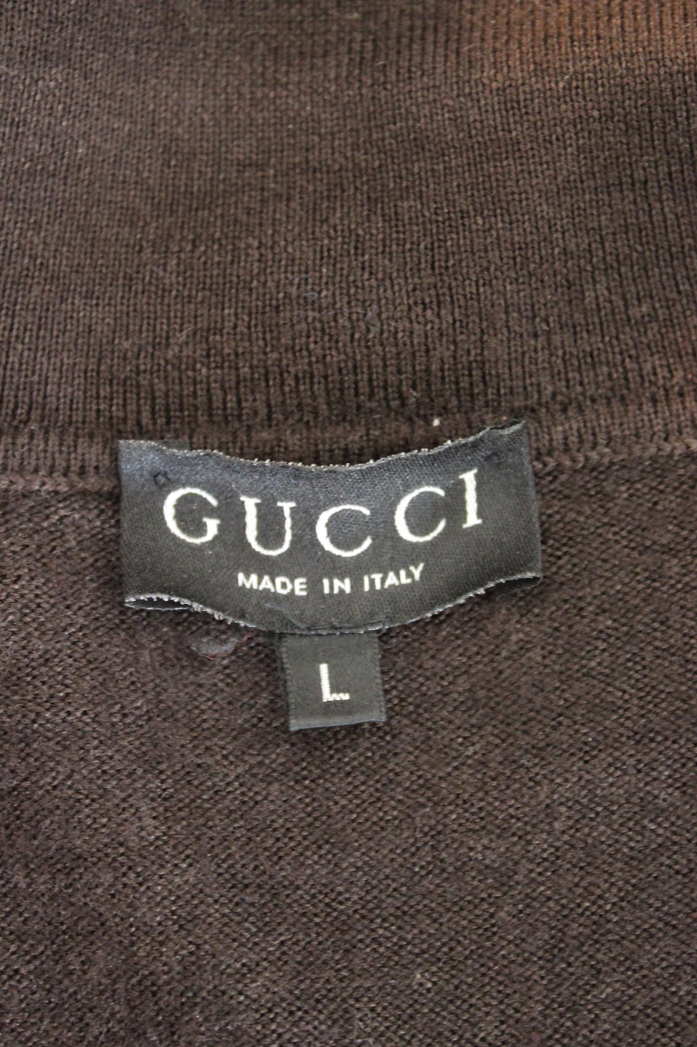Gucci Brown Silk Cashmere Sweater Cardigan 2000s 2