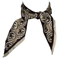 Gucci Brown Silk Skinny Scarf