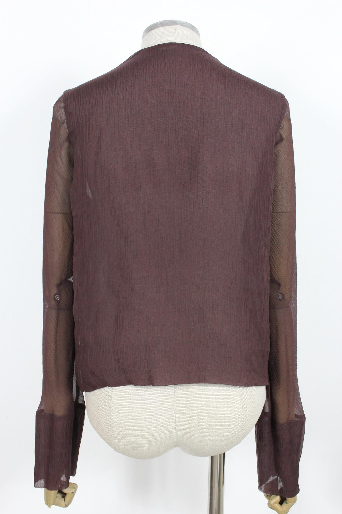 Gucci Brown Silk Soft Transparent Elegant Shirt 2000s In Excellent Condition In Brindisi, Bt