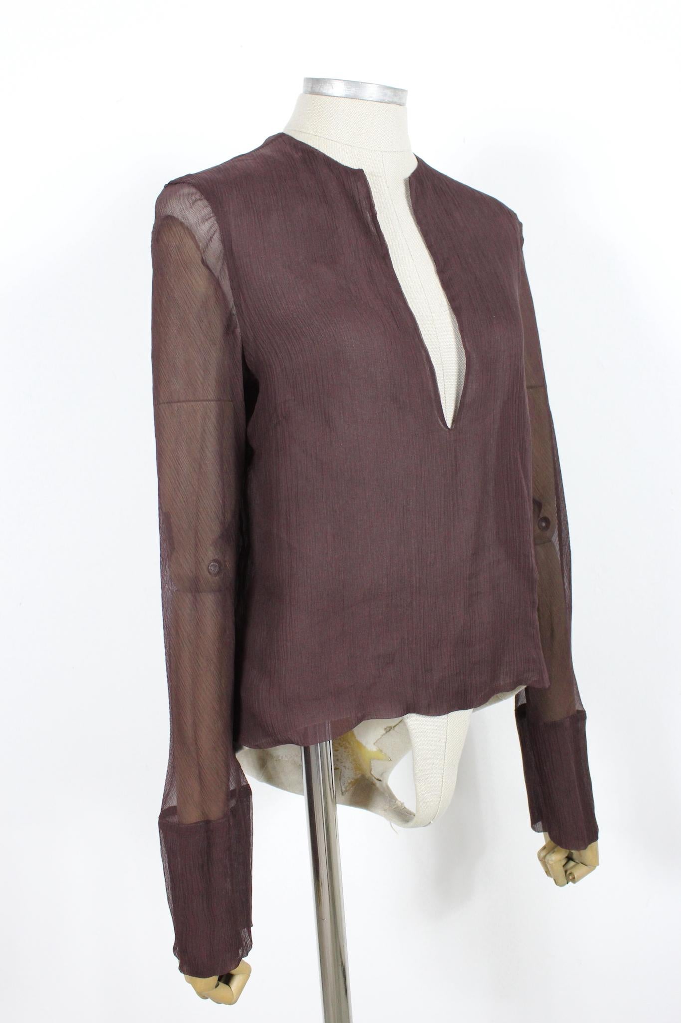 Gucci Brown Silk Soft Transparent Elegant Shirt 2000s 1