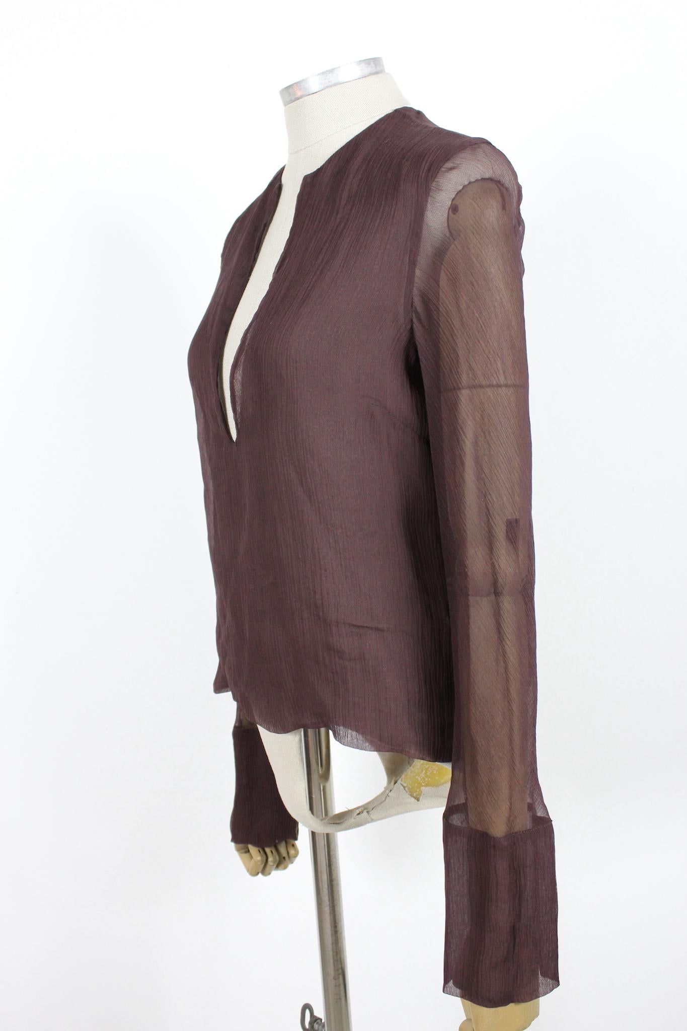 Gucci Brown Silk Soft Transparent Elegant Shirt 2000s 2