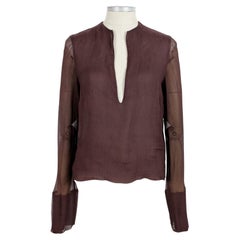 Gucci Brown Silk Soft Transparent Elegant Shirt 2000s