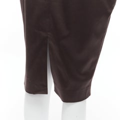 GUCCI Braun Seidenstruktur Zickzack Steppnaht Klappe Bund Bleistift-Knie-Rock IT42