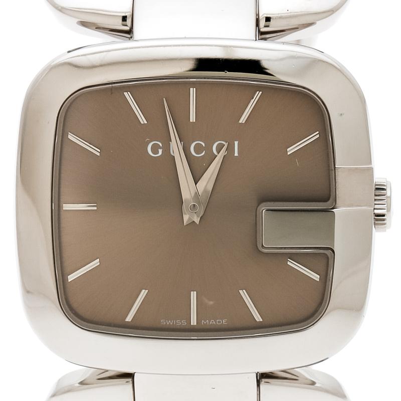 Contemporary Gucci Brown Stainless Steel G 126.4 Women's Wristwatch 32 mm