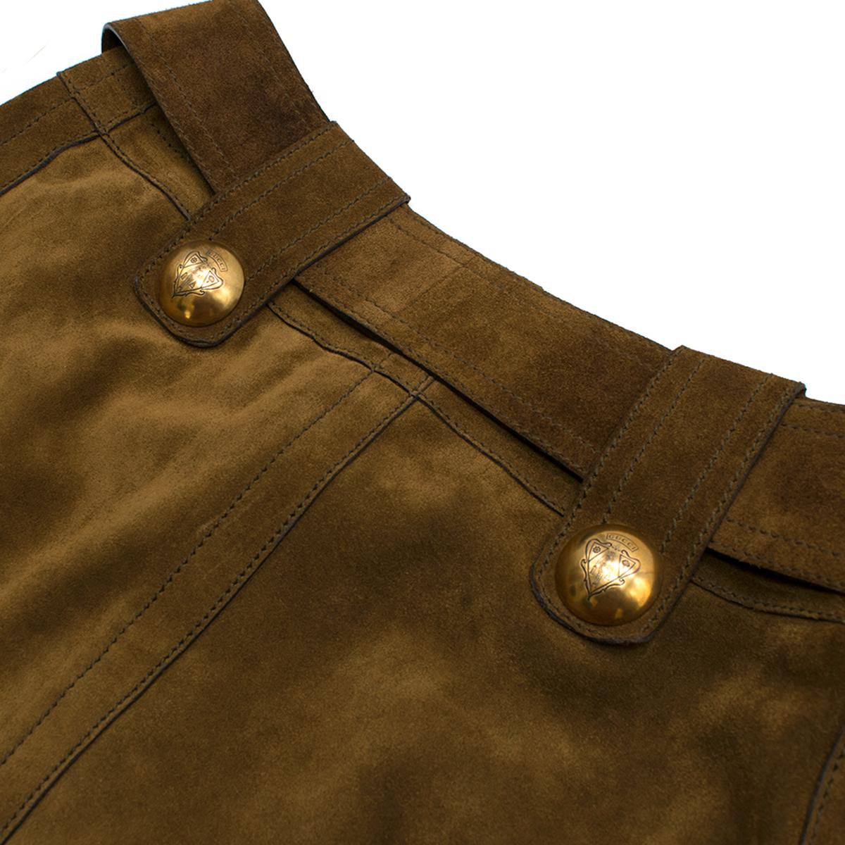 Gucci Brown Suede A-Line Mini Skirt IT 38 / US 0-2 3