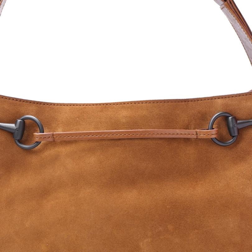 Women's Gucci Brown Suede and Leather Horsebit Shoulder Bag