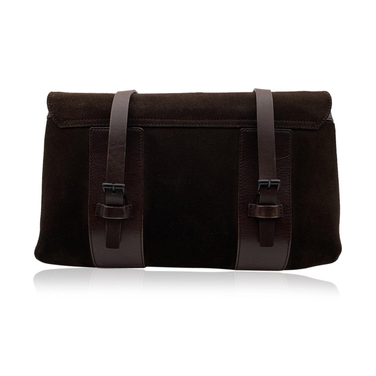 Black Gucci Brown Suede and Leather Shoulder Bag Handbag