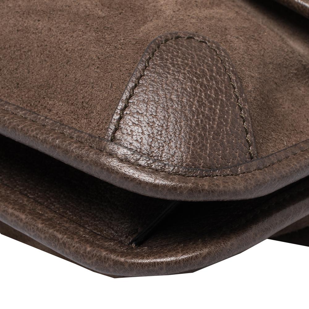Gucci Braun Wildleder und Leder Web Neo Crossbody Tasche 5
