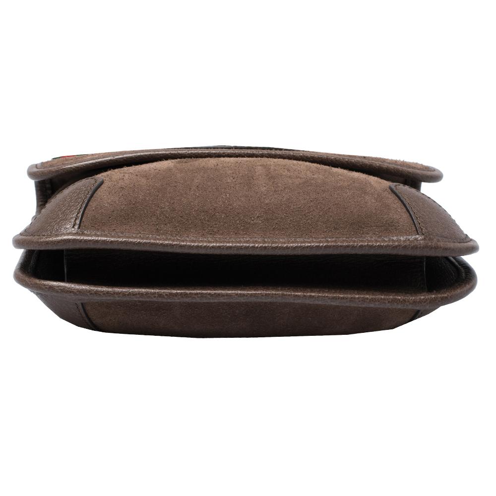 Gucci Braun Wildleder und Leder Web Neo Crossbody Tasche Herren