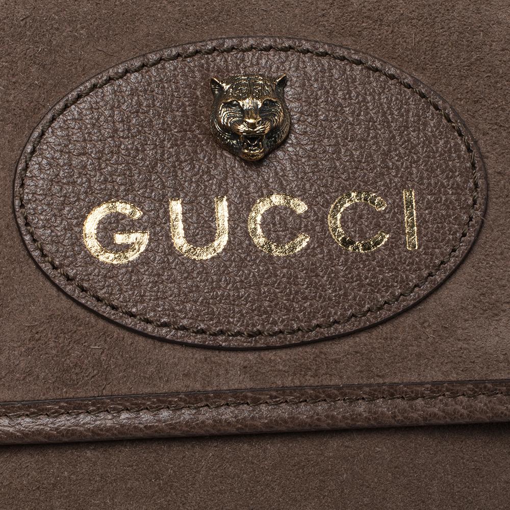 Gucci Braun Wildleder und Leder Web Neo Crossbody Tasche 3