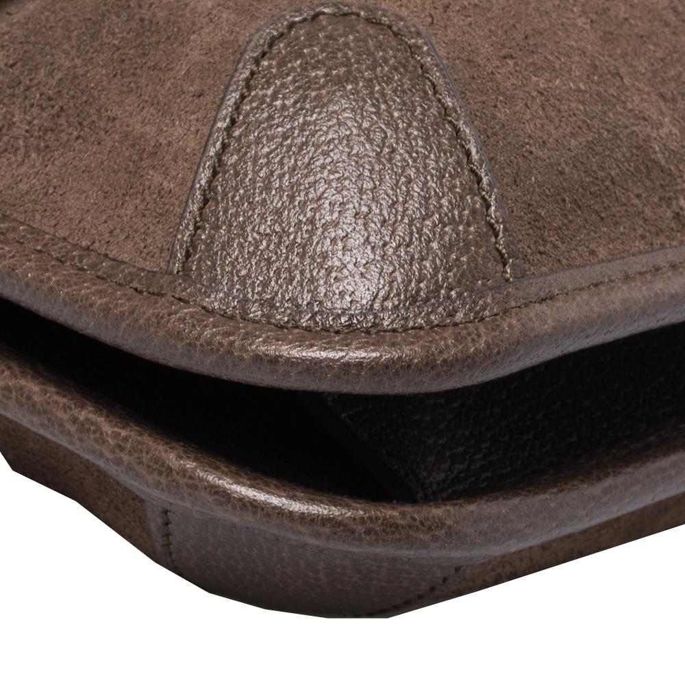 Gucci Braun Wildleder und Leder Web Neo Crossbody Tasche 4