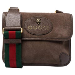 Gucci Brown Suede and Leather Web Neo Crossbody Bag