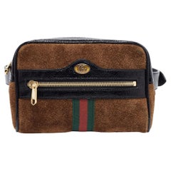 Gucci Brown Suede and Patent Leather GG Ophidia Belt Bag
