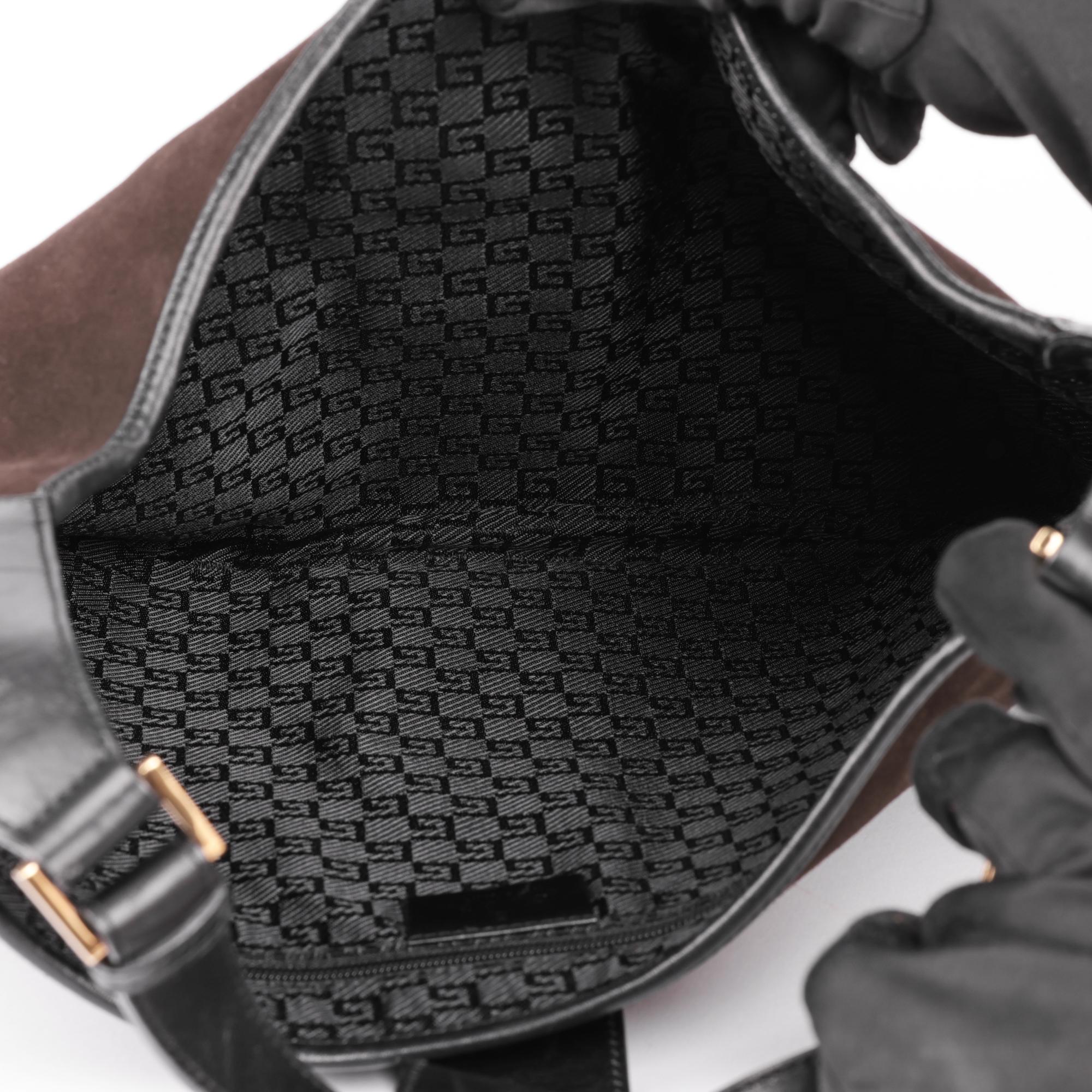 GUCCI Brown Suede & Black Calfskin Leather Vintage Dionysus Shoulder Bag For Sale 5