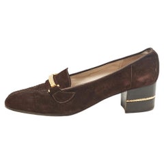 Gucci Brown Suede Block Heel Pumps Size 39