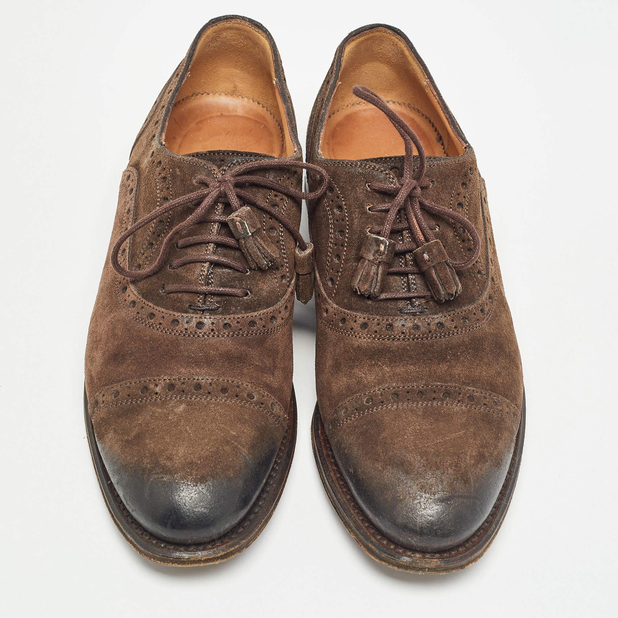 Marron Gucci Chaussures richelieu en daim Brown Taille 36.5 en vente