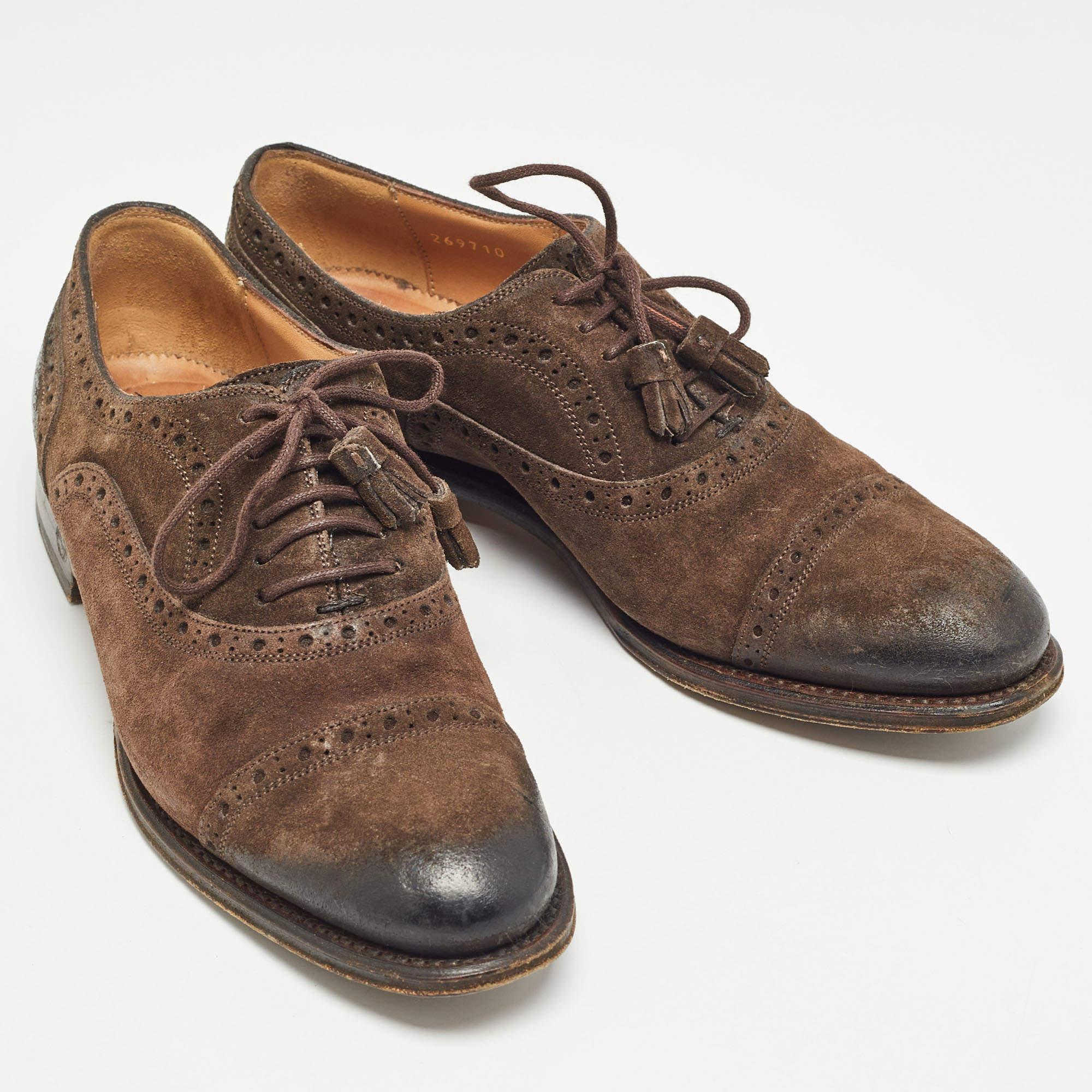 Gucci Chaussures richelieu en daim Brown Taille 36.5 Bon état - En vente à Dubai, Al Qouz 2