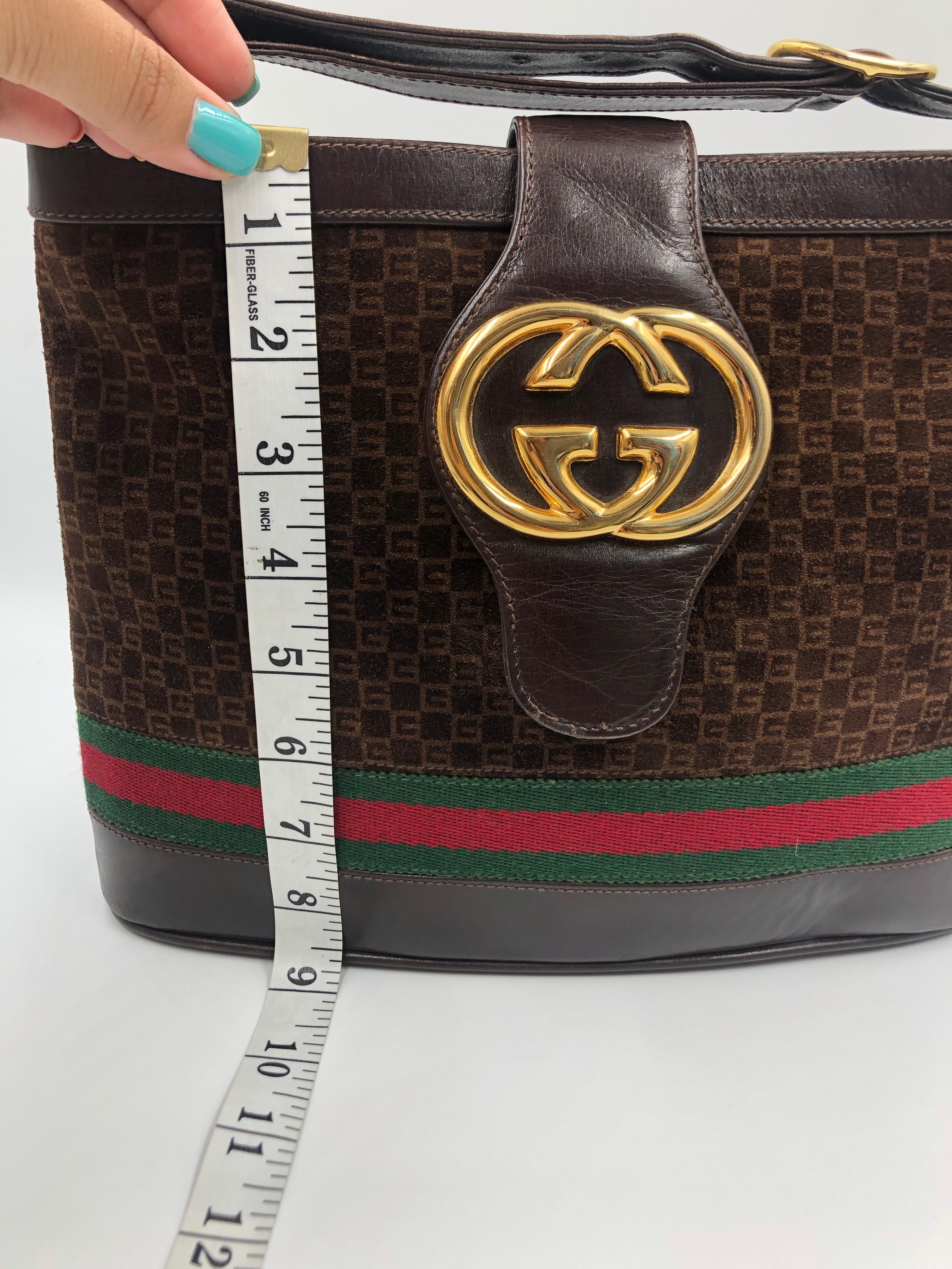 Gucci Brown Suede Bucket Bag with Leather Snap Closure 10