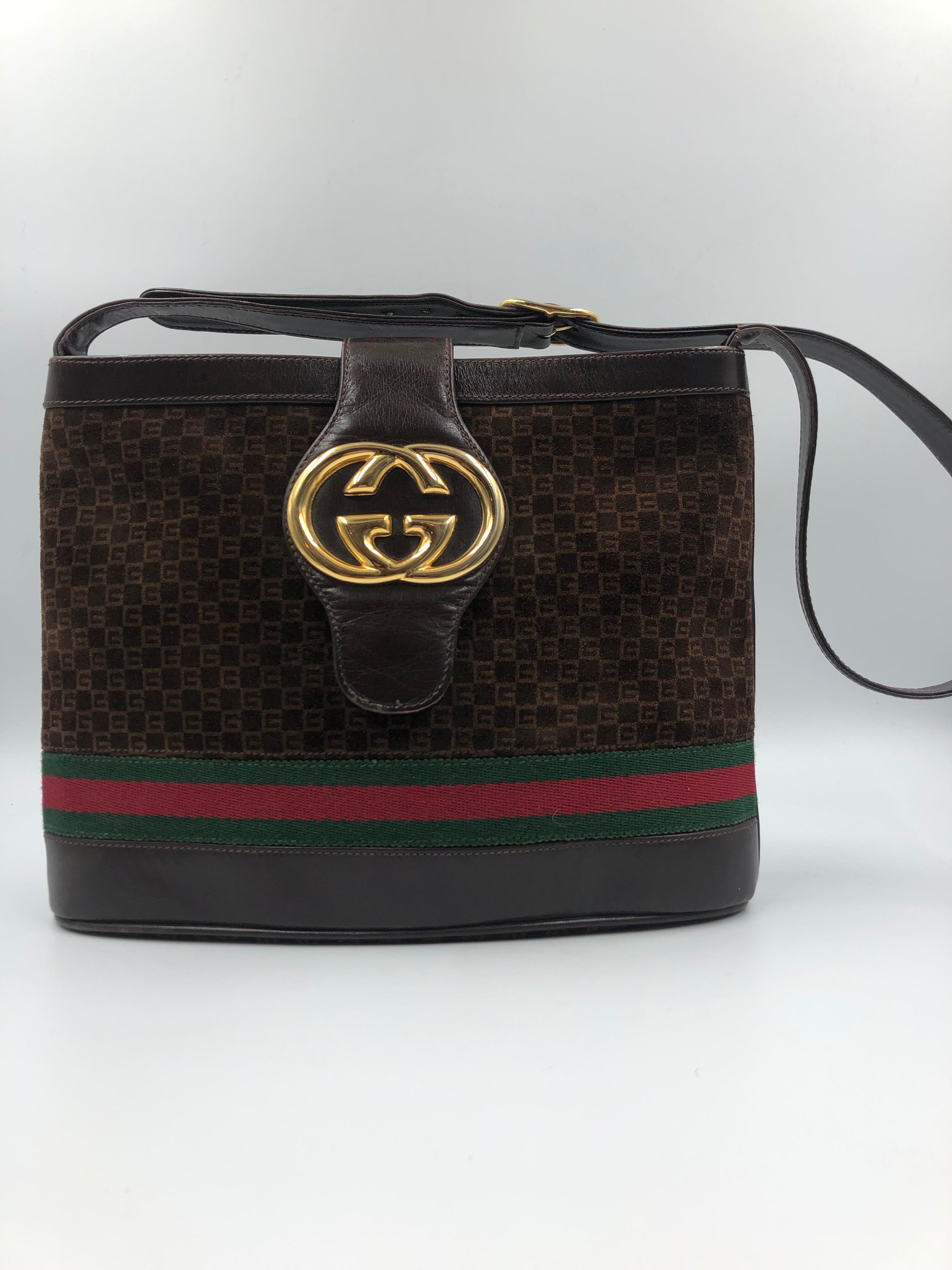 Gucci Brown Suede Bucket Bag with Leather Snap Closure 12