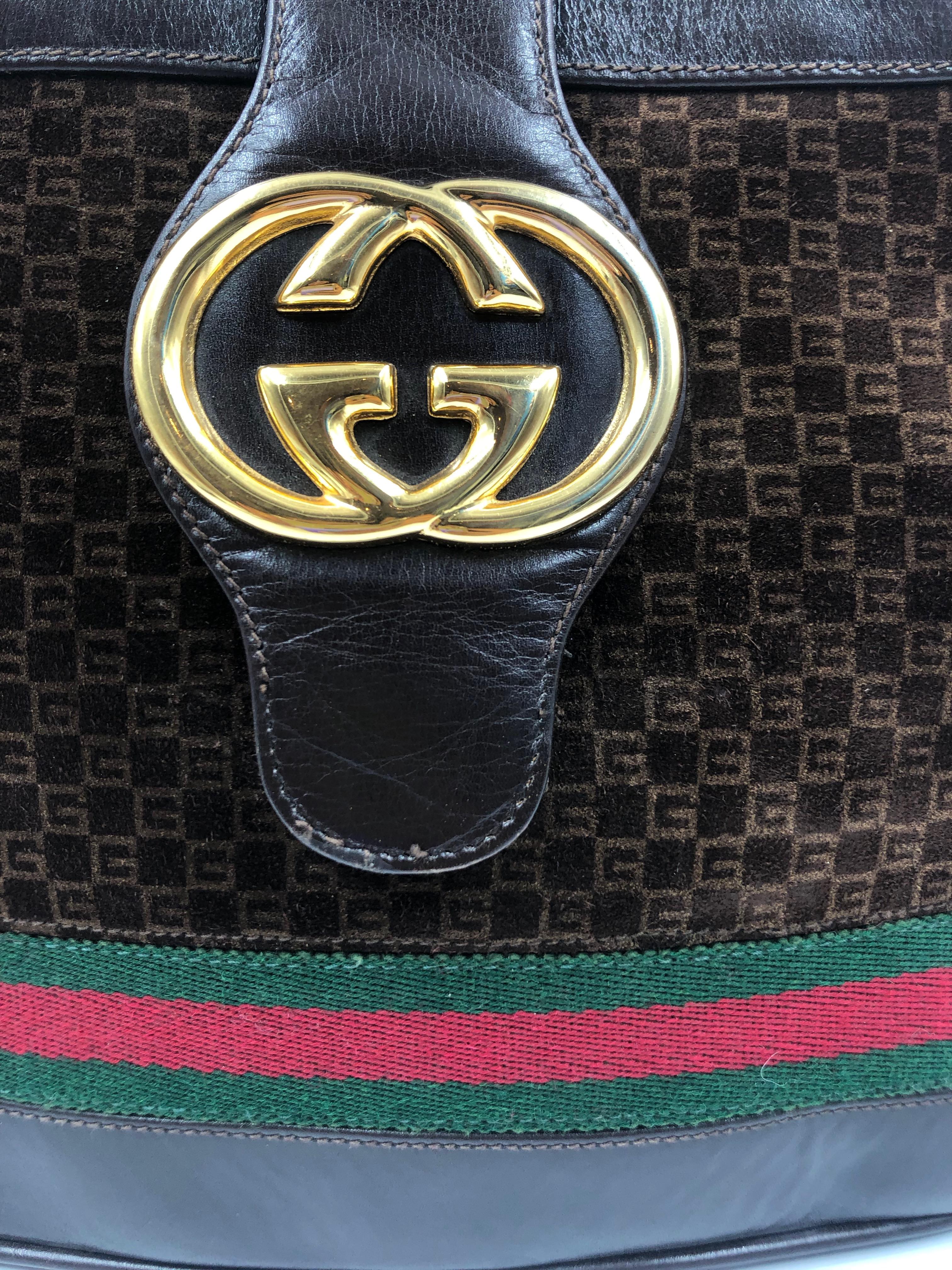 Gucci Brown Suede Bucket Bag with Leather Snap Closure In Good Condition In Los Angeles, CA