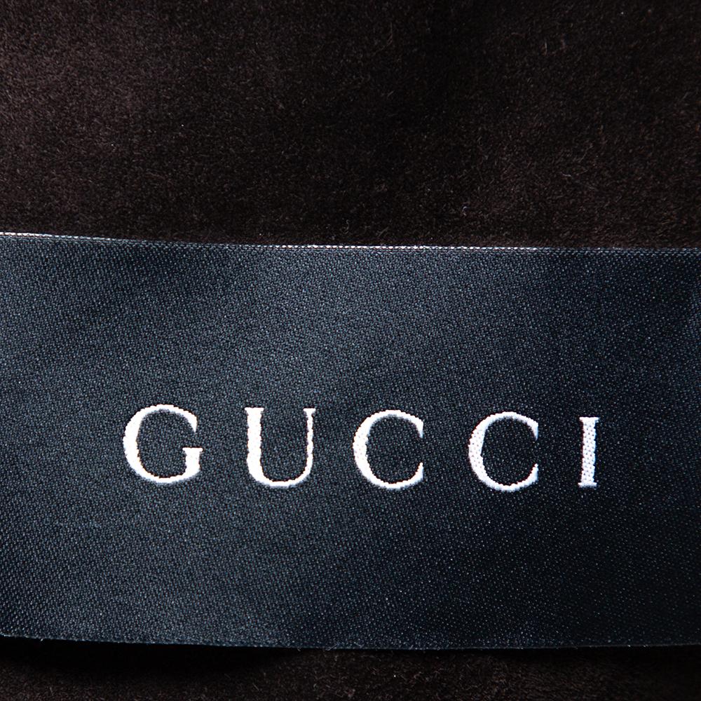 Black Gucci Brown Suede Button Front Long Jacket 3XL