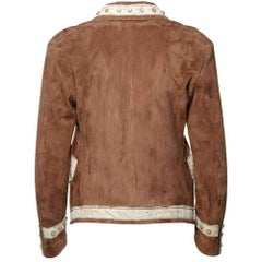 GUCCI Brown Suede Embroidered Jacket  IT40 US 2-4