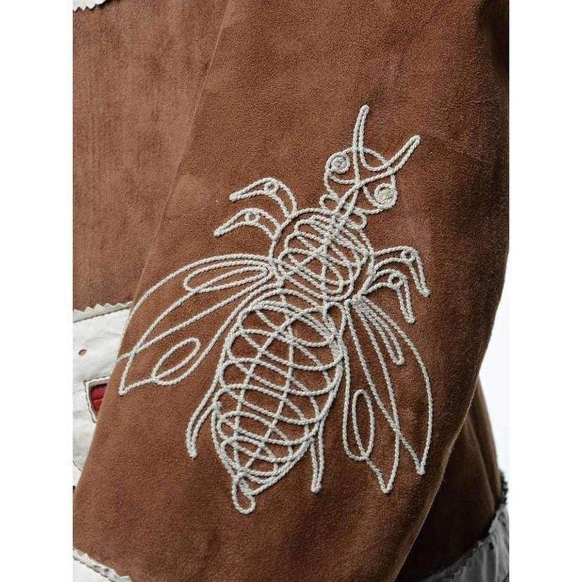 Gucci Brown Suede Embroidered Jacket  size IT40 For Sale 5