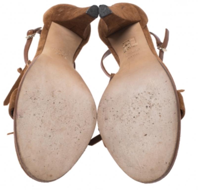 Gucci Sandali con fiocco in pelle scamosciata marrone Taglia 39,5 1