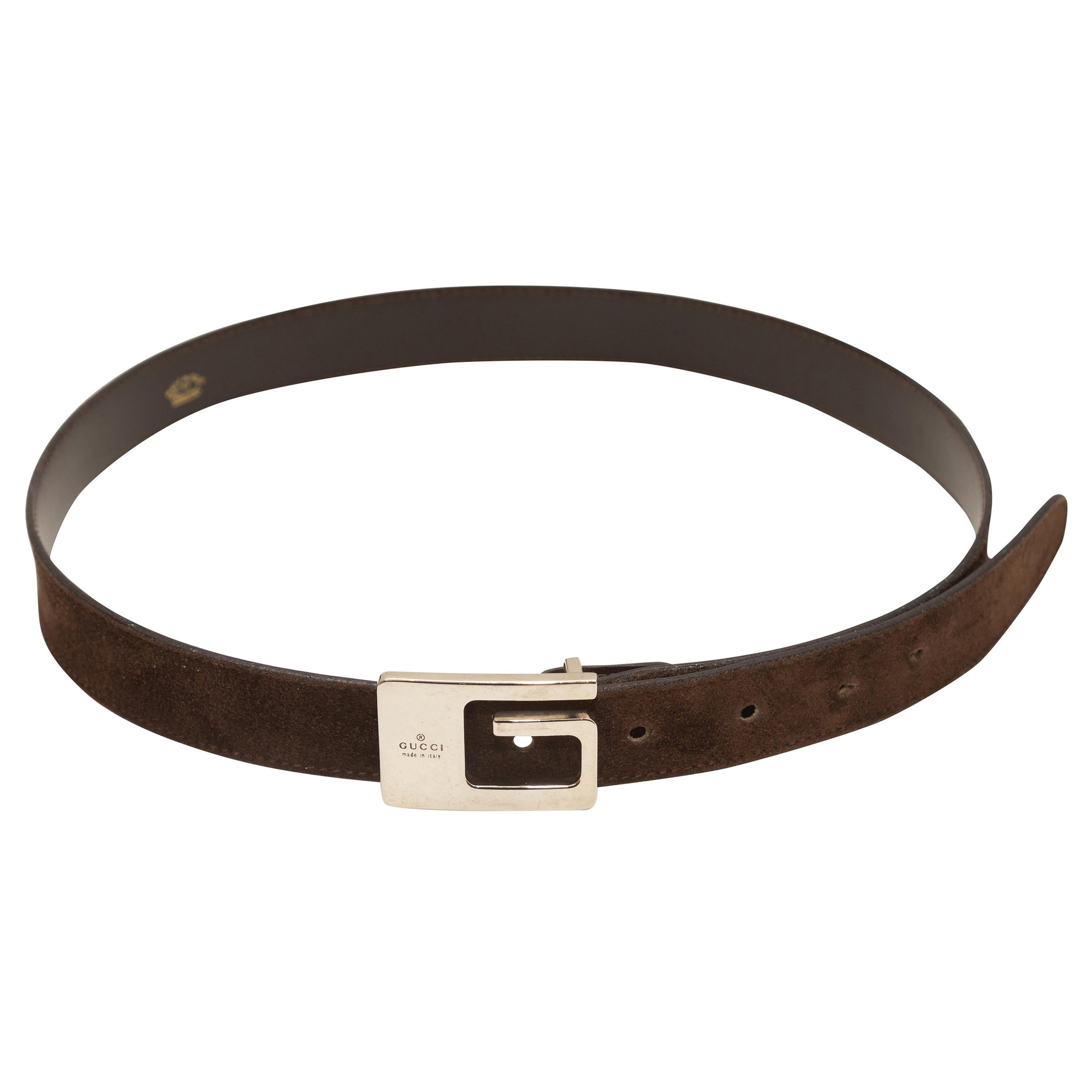 Gucci Brown Suede G Buckle Belt