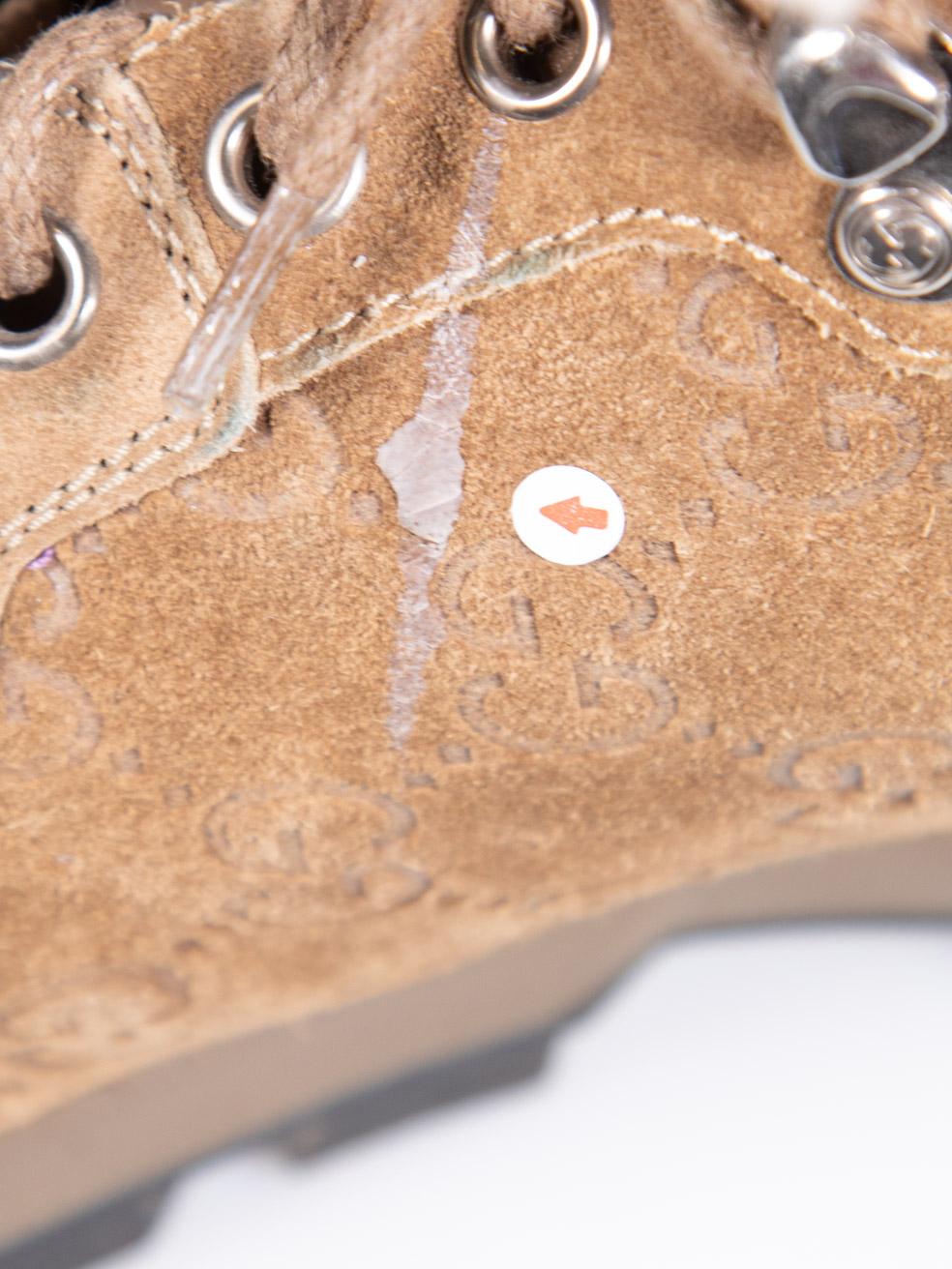 Gucci Brown Suede GG Shearling Lined Boots Size UK 7 For Sale 6
