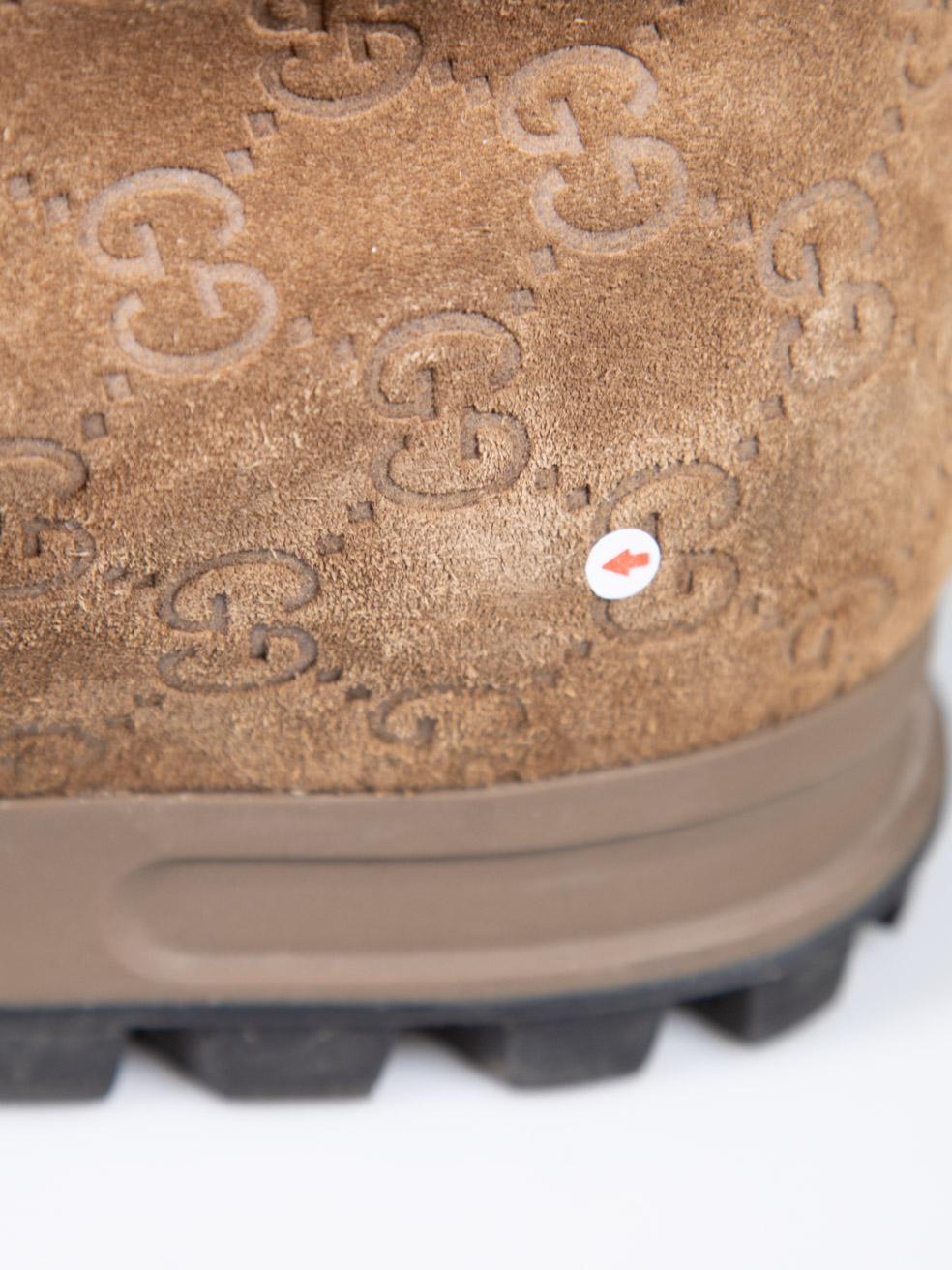 Gucci Brown Suede GG Shearling Lined Boots Size UK 7 For Sale 2