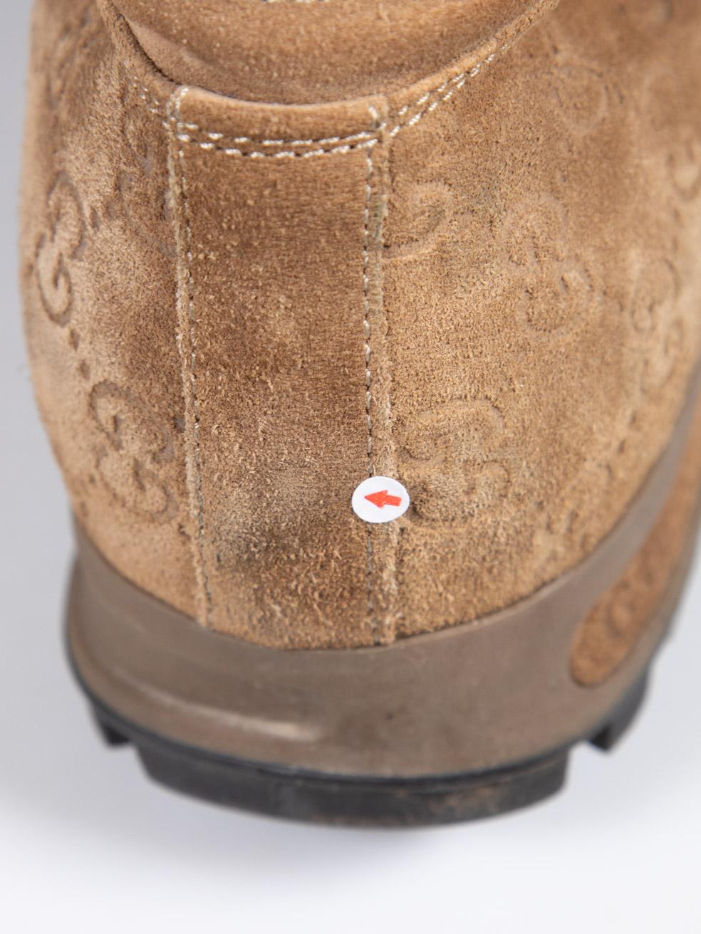 Gucci Brown Suede GG Shearling Lined Boots Size UK 7 For Sale 3