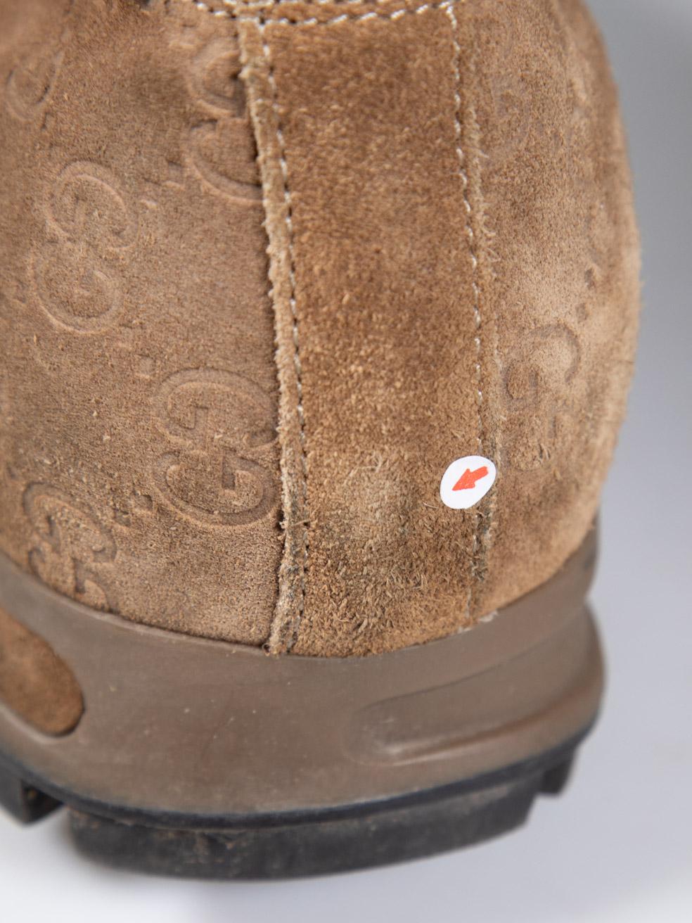 Gucci Brown Suede GG Shearling Lined Boots Size UK 7 For Sale 4