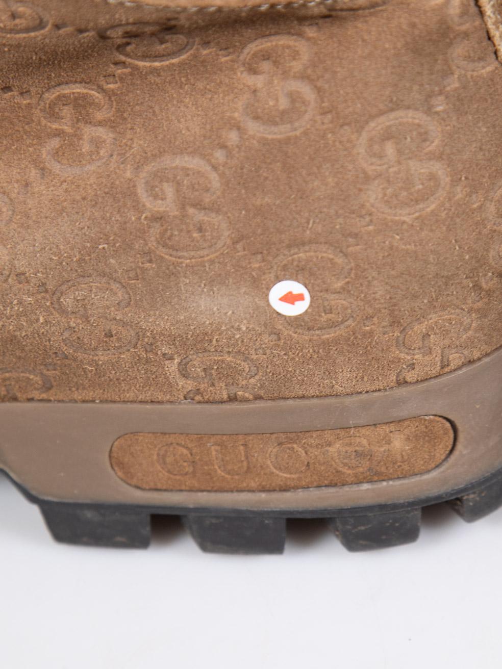 Gucci Brown Suede GG Shearling Lined Boots Size UK 7 For Sale 5