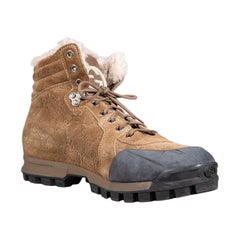 Gucci Brown Suede GG Shearling Lined Boots Size UK 7