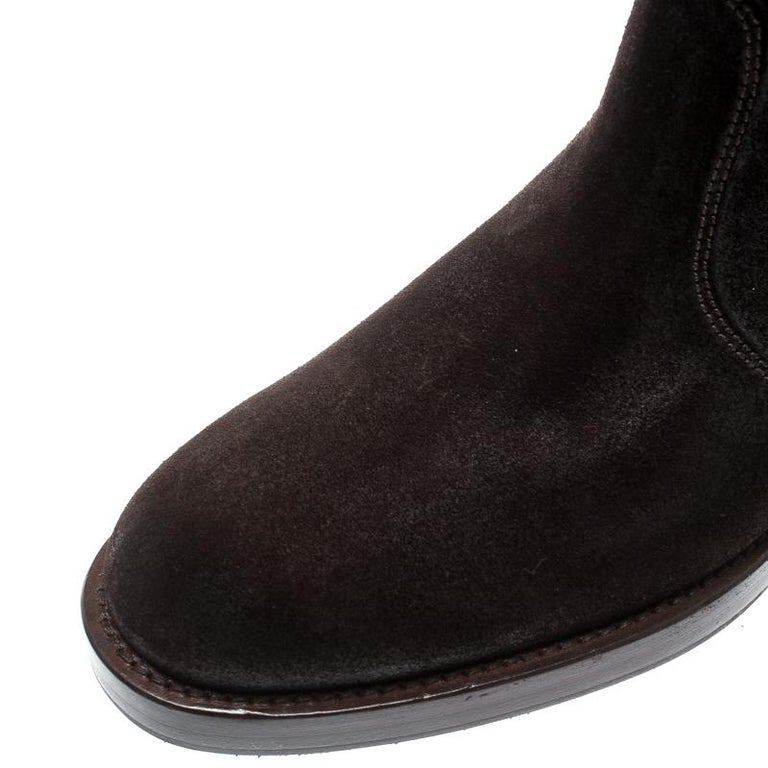 Gucci Brown Suede Horsebit Detail Ankle Boots Size 41 For Sale at 1stDibs