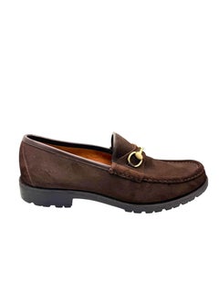 Gucci Brown Suede Horsebit Loafers Lug Sole Size 12 Italy