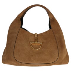 Gucci Brown Suede Horsebit Maxi Shoulder Bag