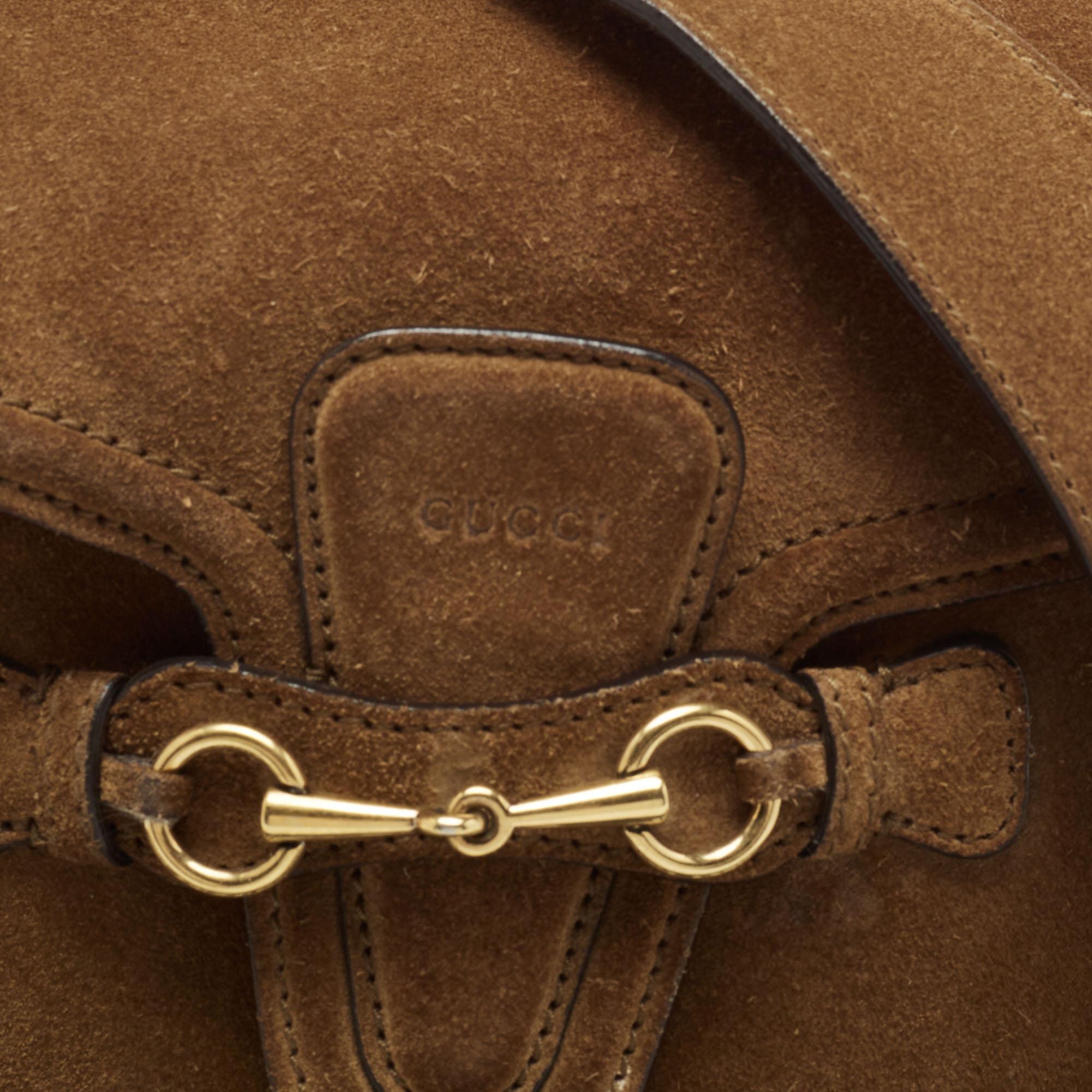 Gucci Brown Suede Horsebit Shoulder Bag 3