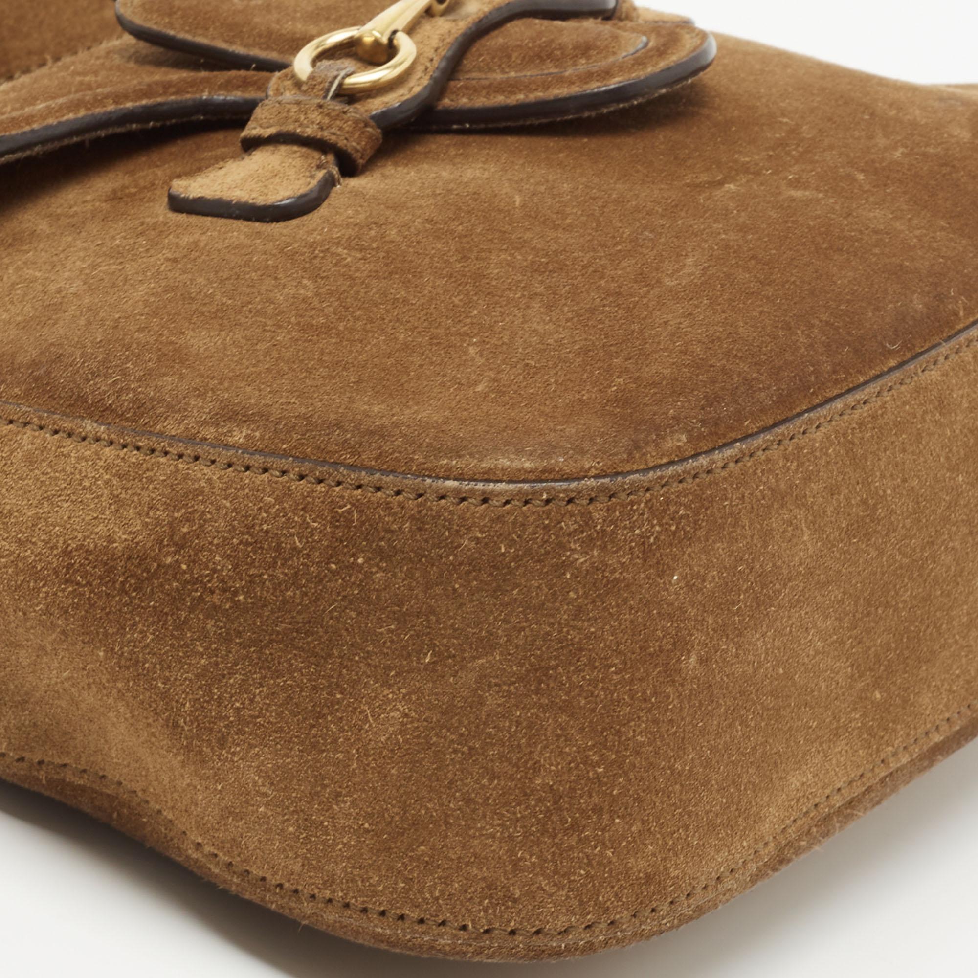Gucci Brown Suede Horsebit Shoulder Bag 5