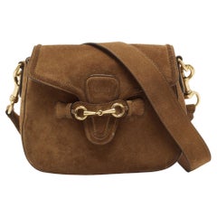 Gucci Brown Suede Horsebit Shoulder Bag